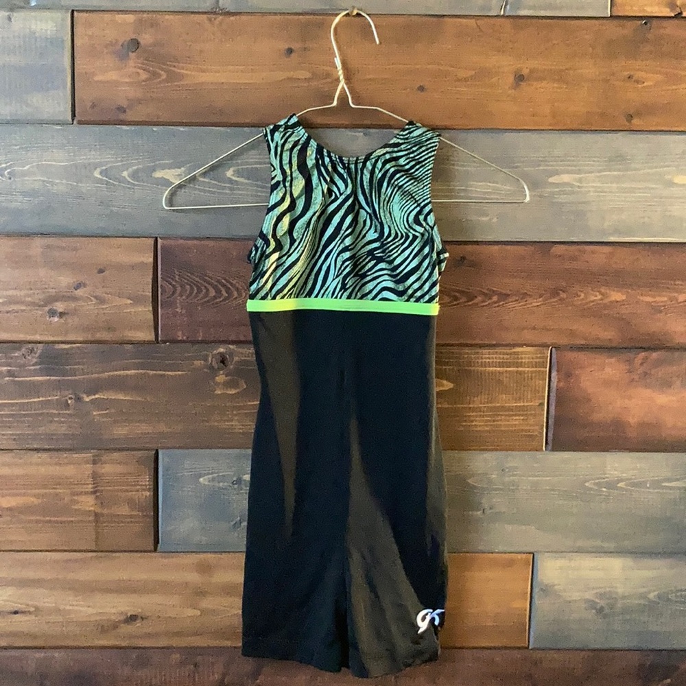 Gk biketard zebra pattern, black and green